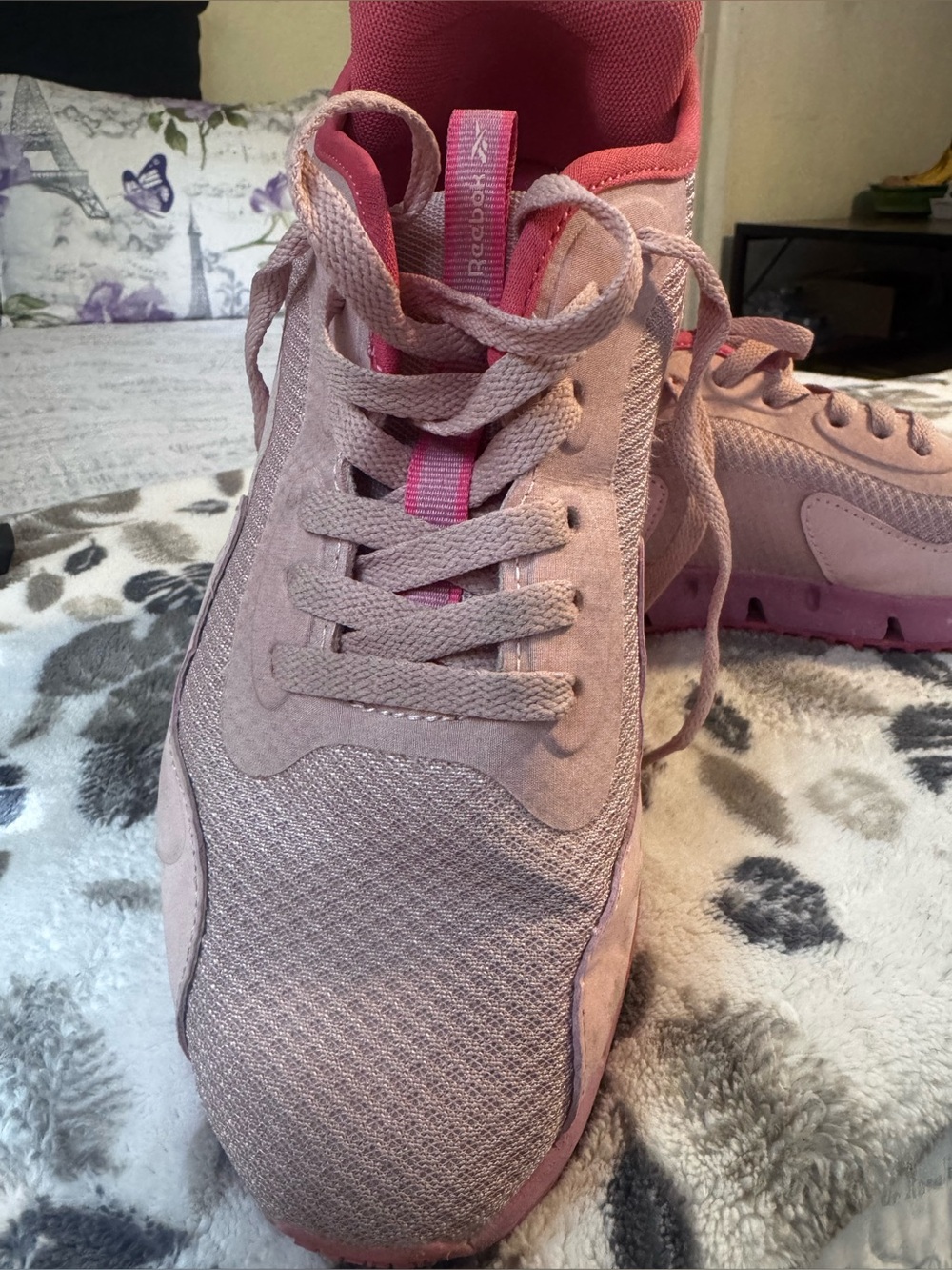 Reebok Pink Mesh Sneakers with Hot Pink Details